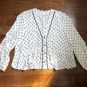 Topshop Polka Dot Ruffle Blouse